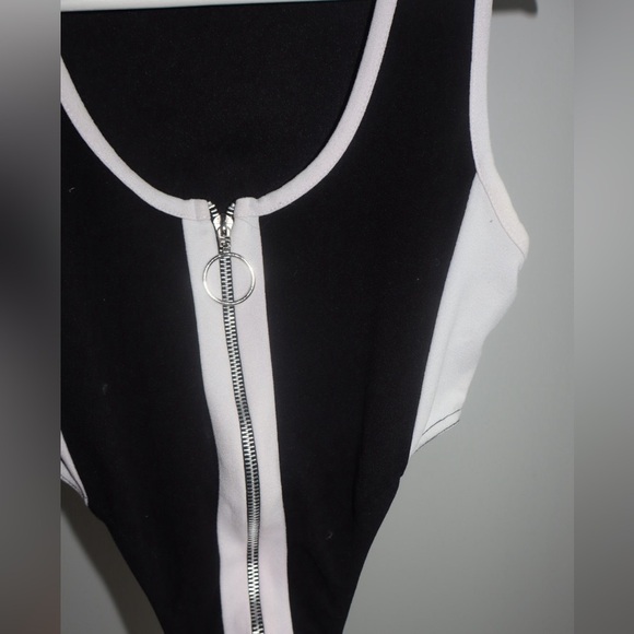 PLT Black and White high cut Bodysuit Top - Picture 2 of 3